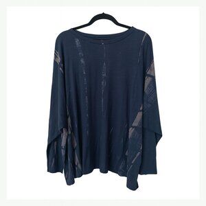 Jarbo Shibori Dyed Oversized Navy Top One Size Draped Artistic Tunic NWT